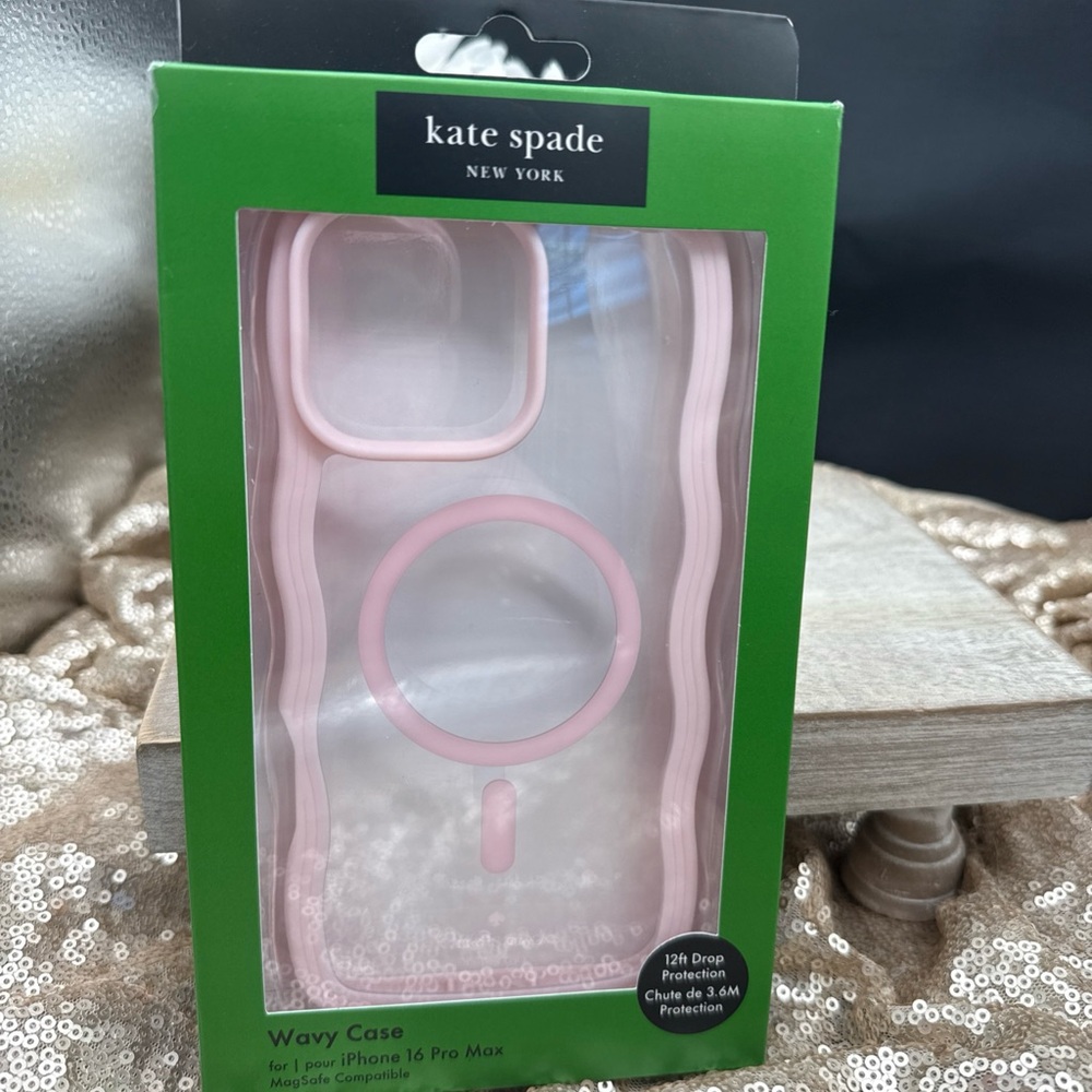 KATE SPADE Protective Case Magsafe For IPHONE 16 Pro Max Wavy Baby Pink Clear